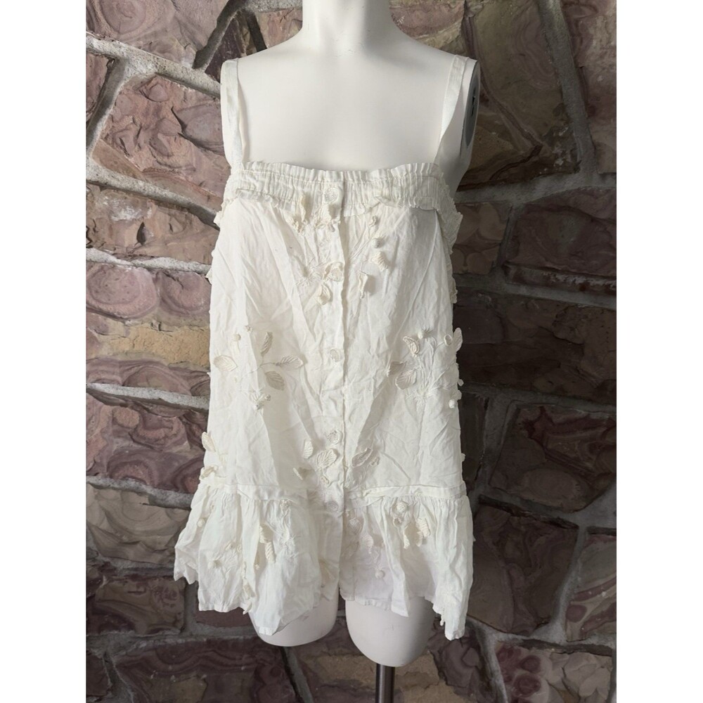 Moulinette Soeurs Anthropologie Lace Mesh Tunic Top Ivory Size 10 Boho Romantic